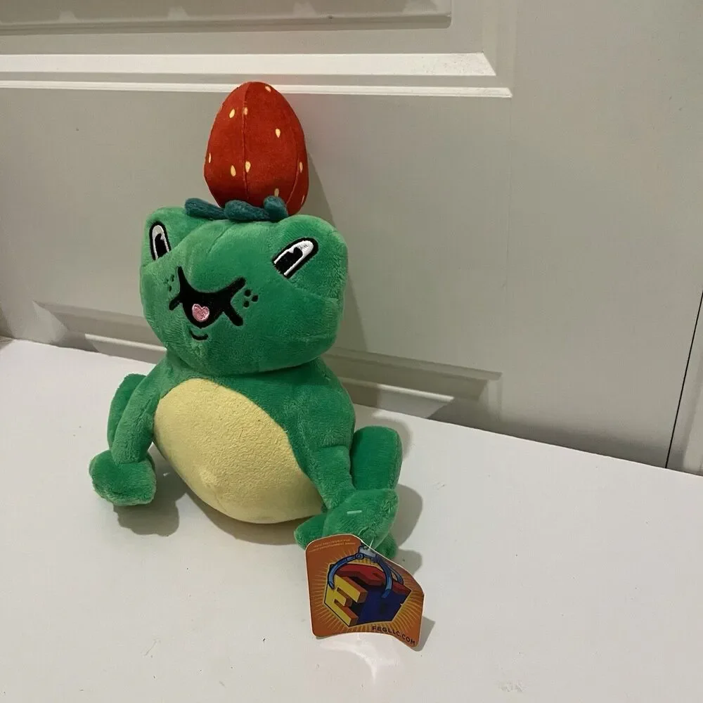 Ideal Toys Direct Green Frog with Strawberry on Head Plush 11